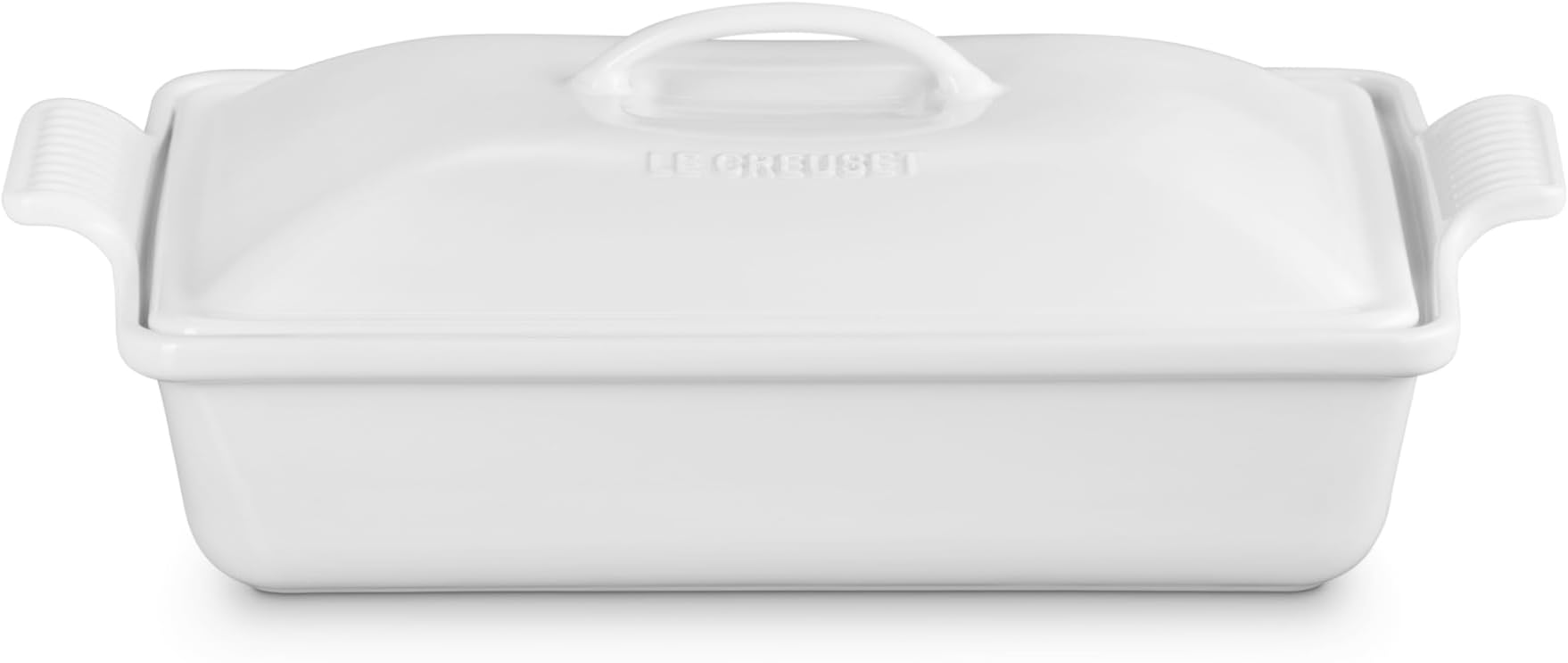 Stoneware Heritage Covered Rectangular Casserole, 4 qt. (12" x 9"), White