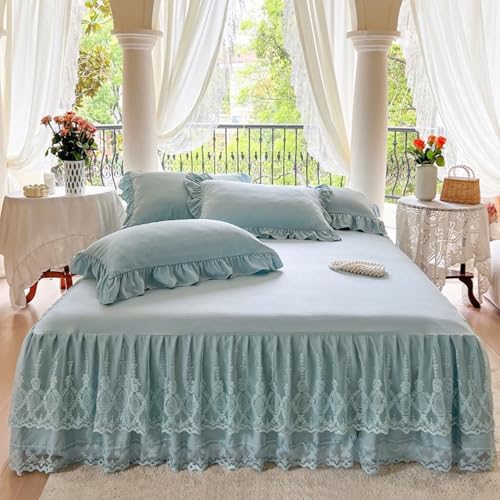 Cache-sommier 150x200 en coton bleu pour masquer et protéger le lit