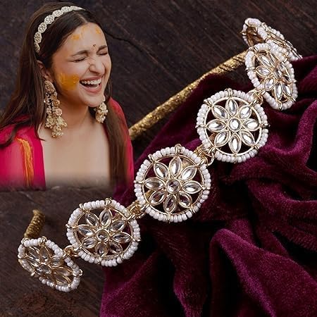 Kundan Studded Calebrity Hairband/Matha Patti/Sheesh Patti Hairband/Traditional Headband Hair accessory Jewellery for Women and Girls-image-33