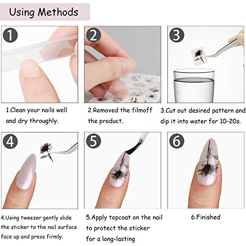 Kalolary 29Pcs Nail Stickers Water Transfer Fresh Nail Decals For Nail Art, Butterfly Palm Leaf Flower Nail Design Stickers For Diy Nails Design Manicure Tips Decorations #TOP6