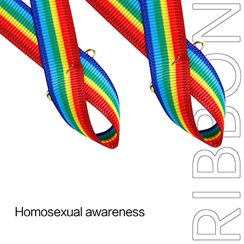 Image of 100 Pieces Rainbow Awareness Ribbons with Safety Pins Grosgrain Ribbon 1.4 * 3 inch