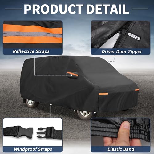 Image of X AUTOHAUX Car Cover Outdoor Waterproof Sun Rain Snow Hail Protection with Left Side Door Zipper Aluminum Film for Ford Transit