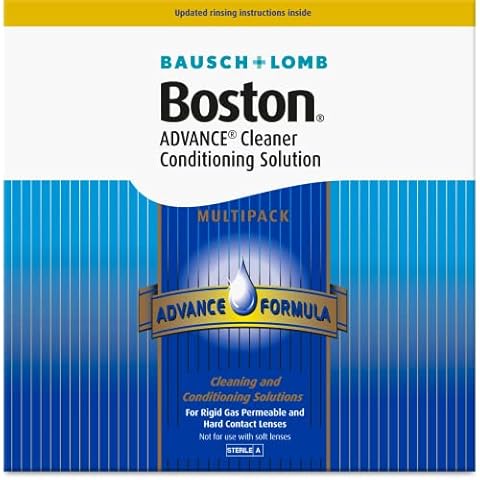 Boston Advance Cleaner Conditioning Solution Multipack - 3x 30ml Cleaner, 3x 120ml Conditioning Solution, Contact Lens Solution for Rigid Gas Permeable & Hard Contact Lenses, 1x Lens Case Included Cover