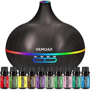 Essential Oil Diffuser Gift Set,10 Essential Oil,550ml Oil Diffuser & Essential Oil Diffusers with 4 Timer &Auto Shut-Off for & 15 Ambient Light Settings