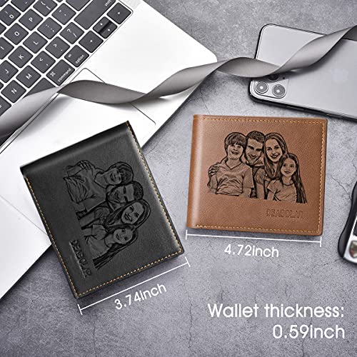 Amlion Custom Personalized Wallets for Men Engraved with Photo Picture, Customized Trifold Wallet Father's Day Gifts 6