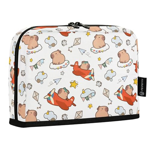 Reiacy Estuche para lápices Capybara Pilot de dibujos animados con cremallera, bolsa de almacenamiento para niños, escuela, oficina