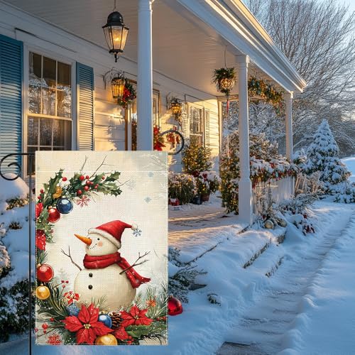 Drapeau de jardin bonhomme de neige double face抗风不褪色户外花园装饰旗