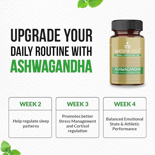 Image of Matsyaveda Ashwagandha Capsules | Supports Immunity, Stress Management & Daily Energy | Pure Ayurvedic Supplement | Pack of 1 X 60 Capsules