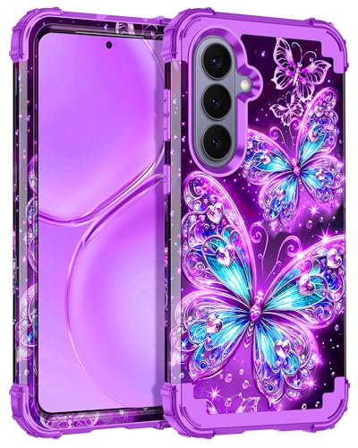 Casetego for Galaxy S26 Plus Case,Glow in The Dark Three Layer Heavy Duty Sturdy Shockproof Full Protection Rugged Hard PC+Soft TPU Bumper Case for Samsung Galaxy S26 Plus 5G 6.7 inch,Dull Purple - image 1