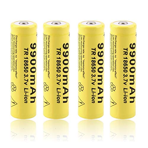 18650 Bateria Pilas Recargables 3.7V 9900mAh Li-Ion TR 1200Ciclos Larga Vida Alto Drenaje 18650 Recargable Batería Linterna LED Lámpara de Cabeza, Amarillo (8 Piezas)
