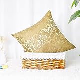 CaliTime Cushion Covers Pack of 2 Throw Pillow Covers Cases for Couch Sofa Home Decoration Vintage Damask Floral Shining & Dull Contrast 45cm x 45cm Gold - Image 4