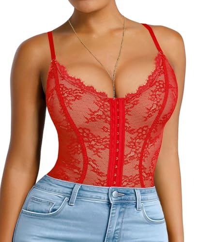 Image of SHAPELLX Lace Bodysuit for Women Tummy Control Shapewear Backless Body Suits One Piece Body Shaper Thongs