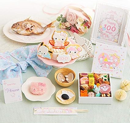 Amazon お食い初め お食い初めセット 料理 歯固めの石 鯛 サンリオ キャラクターズベイビーズお食い初め膳スイートベイビーズ ケーキ付 手引書 鯛めしレシピ キティ マイメロ お食い初め ベビー マタニティ 通販