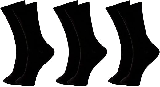 ASTRA School Socks – Pure Cotton with Spandex (Black) – Pack of 3 Pairs