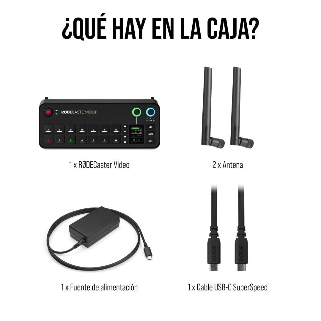 RØDE RØDECaster Video, Conmutador de vídeo profesional e interfaz de audio, Multi-cámara, 6 x entradas de vídeo (HDMI y USB), 1080p60, Escenas de múltiples fuentes