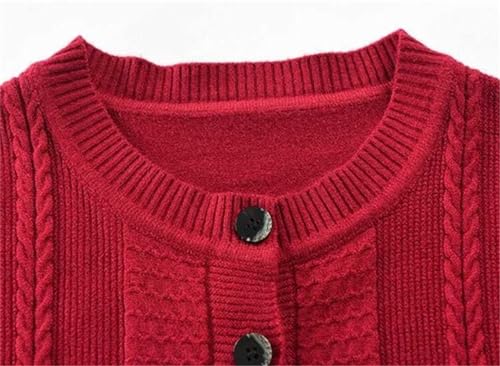 Middle-Aged Elderly Mothers Sweaters Autumn Winter Women Casual Cardigan Old Round Neck Knitwear3