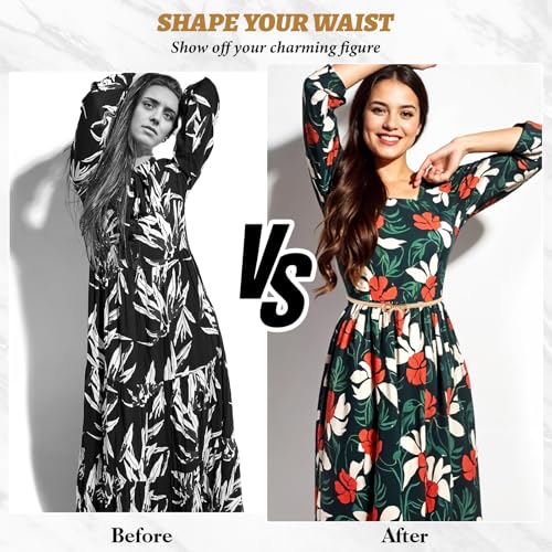 Skinny Metal Waist Belt for Women, Stretchy Belt Elastic Waistband Adjustable Chain Belt with Bowknot for Dress2