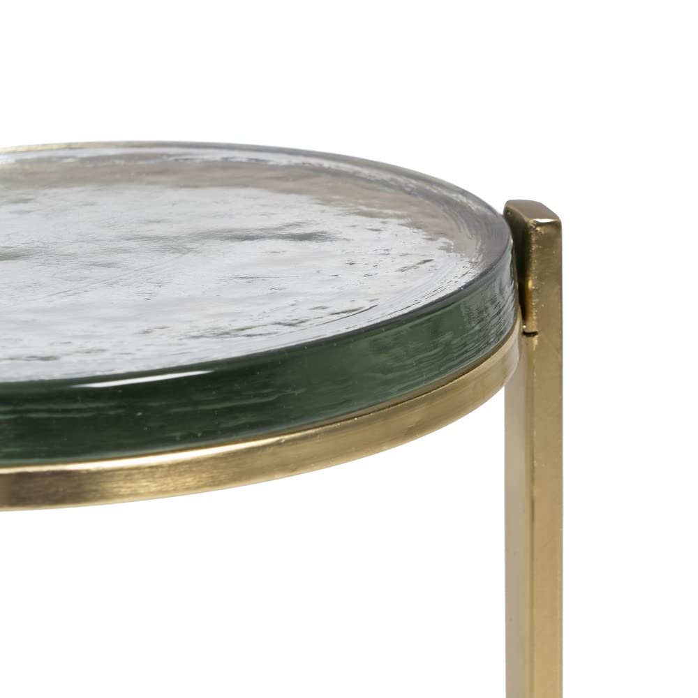 LOLAhome Table d'appoint 28 x 28 x 53,5 cm Verre Doré Métal