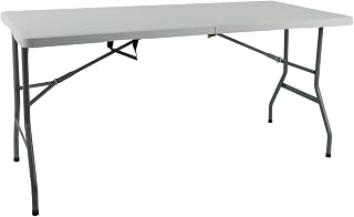 ZENO Heavy Duty Camping Table | Folding Portable Aluminium Table | Catering Camping Trestle Picnic Garden Patio BBQ Party Table | White & Grey (6FT)
