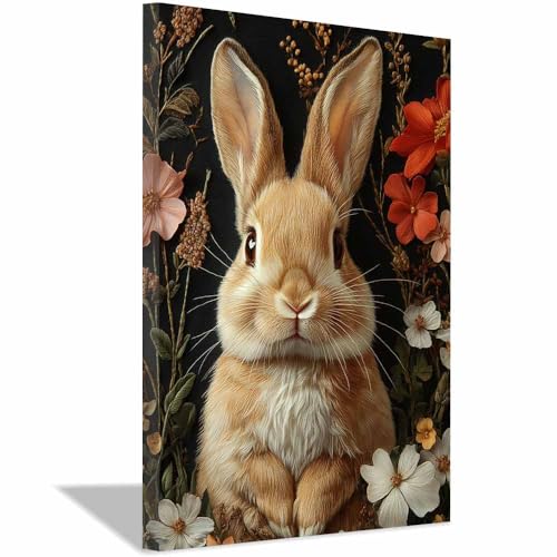 Toile lapin vintage violet 40x60cm tableau déco murale maison