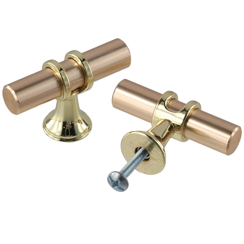 Upluckey Drawer Pulls 10 Pack T Shape Single Hole Zinc Alloy Dresser Knob Luxury Polished Gold Furniture Hardware Kitchen Bathroom - Image 4