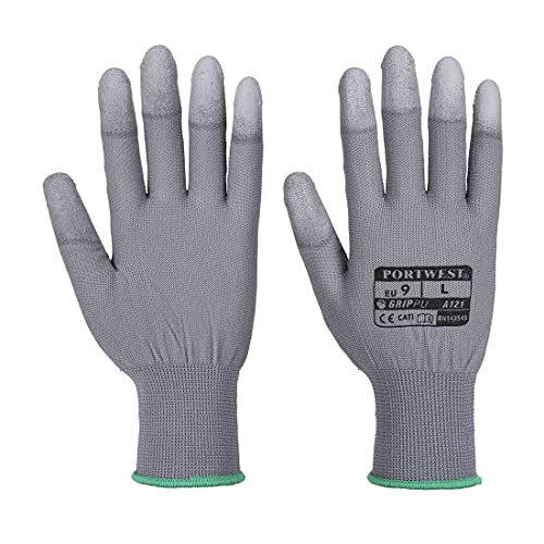 Preisvergleich Produktbild Portwest A121GRRS Fingerspitzen-Handschuh, Polyurethan, Grau, Größe S
