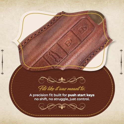Image of keyzone dual leather key cover for Porsche 911, Cayenne, Panamera, Taycan 3 button smart key