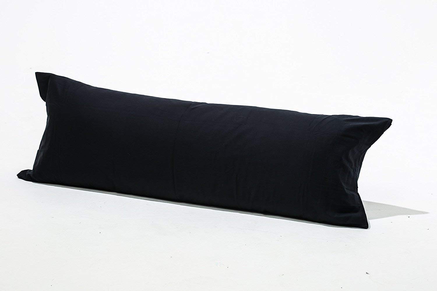 Looms & Leaves Bolster Cushion Pillow Case Orthopedic Pregnancy Body Support (BLACK, 4.6 Ft Pillow Case Only)