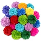 20 Pcs Pom Poms For Hats – 3 Inch Large Craft Pompoms Fluffy Polyester Yarn, Bulk 10 Colors Acrylic Yarn Balls For Diy, Beanie Crochet, Christmas Decor &Amp; Diy Projects
