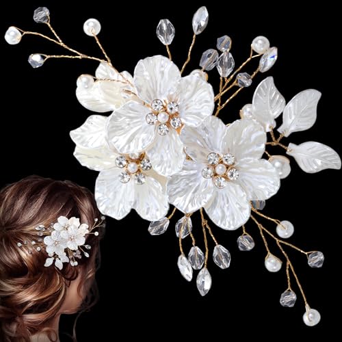 Pinza para pelo con flores y perlas artificiales miniatura 1