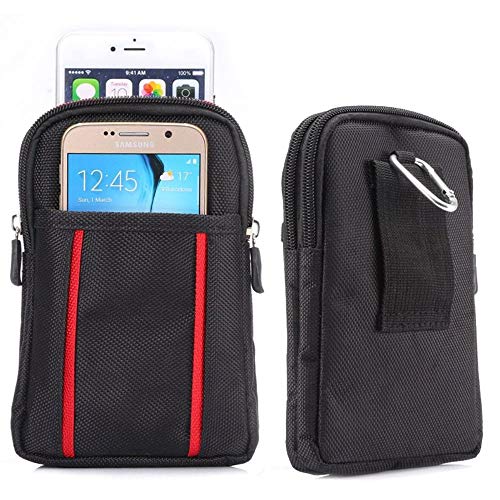 Preisvergleich Produktbild jbTec Gürteltasche Handy Tasche Nylon 175x110x30mm - Karabiner Handytasche Gürtel Herren Smartphone Holster Bag Outdoor Belt, Farbe:Schwarz