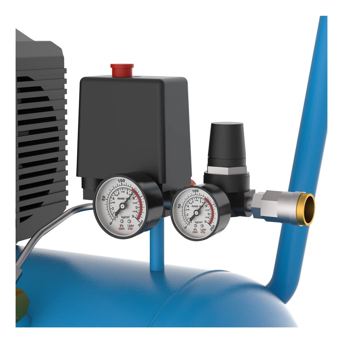 Güde Kompressor 260/10/50 (1500 W, 50 l Kessel, ölgeschmiert, max. 10 bar, eff. Liefermenge 130 l/min, Druckschalter, Druckminderer, 2 Manometer, Sicherheitsventil, Druckluftkupplung, Transportgriff)