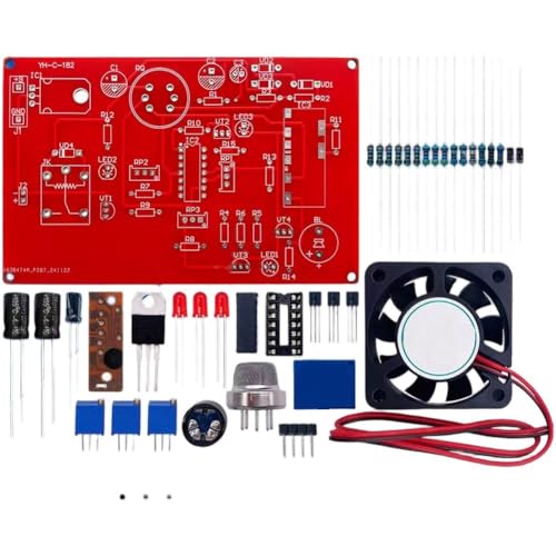 FUBESK Kit electrónico de bricolaje para ventilador de escape y circuito de alarma de gas dañino, montaje y depuración con sensor MQ2 y LM324 IC
