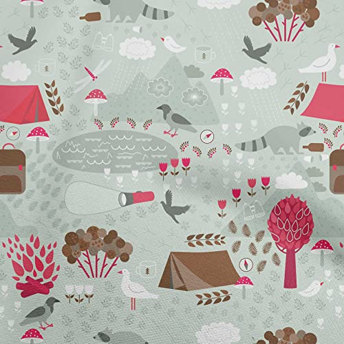 oneOone Cotton Poplin Dusty Green Fabric Kids Dress Material Fabric Print Fabric By The Yard 42 Inch Wide