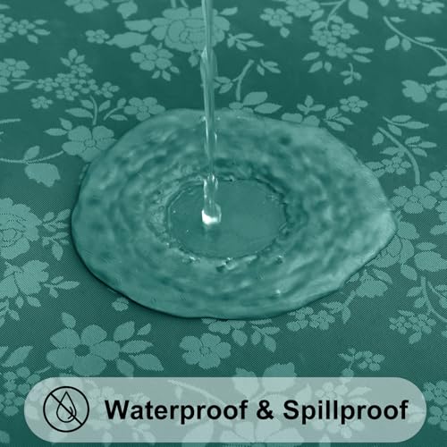 Image of Smiry Rectangle Table Cloth, Waterproof Heavy Duty Vinyl Tablecloths, Wipeable Washable Table Cover for Kitchen and Dining Room (Green, 60 inch X 120 inch)