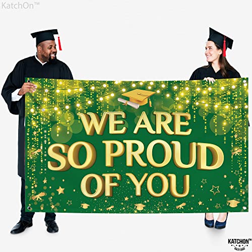 Image of KatchOn, We are So Proud of You Banner - XtraLarge 72x44 Inch | Graduation Backdrop Green and Gold for 2026 Grad Party Decorations | Congratulations Banner Graduation Decorations 2026 grad decorations