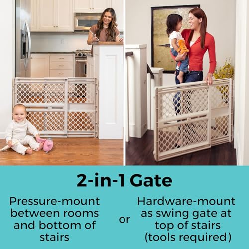 Toddleroo by North States - Supergate Ergo Baby Gate: Plastic Baby Gate for Stairs & Doorways - Adjustable Indoor Safety Gate - Made in USA - 26 to 42 Inches Wide - 26 Inches Tall - Sand - Image 3