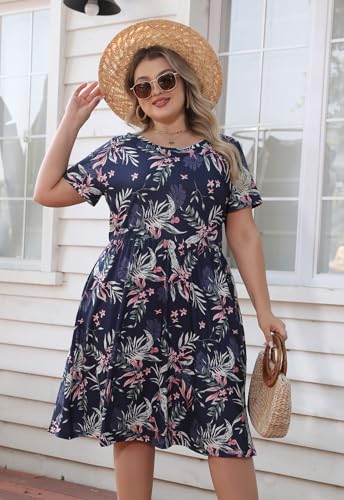 Image of Nemidor Women Plus Size Casual Dress Midi Flt Flare Pocket