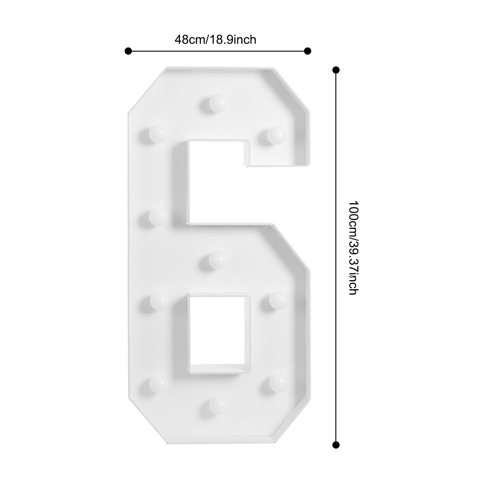 Lampada a LED con numeri illuminati 0 1 2 3 4 5 6 7 8 9 – Luce bianca calda, 10 LED, decorazione di nozze per compleanni, feste, matrimoni, vacanze, casa e bar, grande, 100 cm (6)