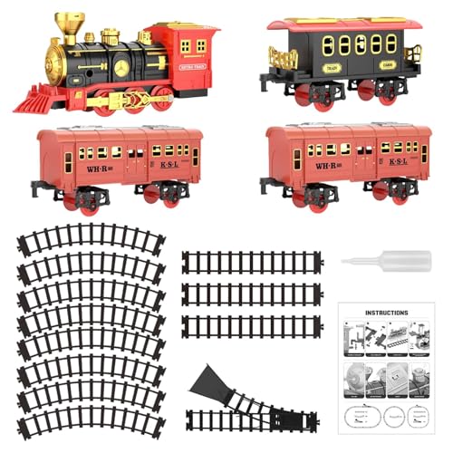 Tren Eléctrico para Niños,Juego de Tren Eléctrico para Niños,Juego de Tren eléctrico Juguete de Tren con Sonido | Modelo de Locomotora, Kit de ferrocarril con batería, Juguete de Navidad para niñas