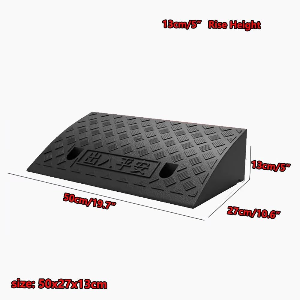 Driveway Kerb Ramp, Rubber Ramps 1" 3" 4" Rise Curb Ramps, Lightweight Wheelchair Ramp Shed Ramps For Garage Steps Truck(Black,50x27x13cm)