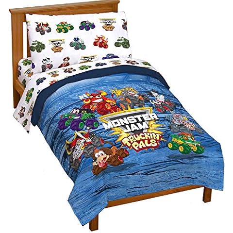 Monster Jam Truckin Palz 4 Piece Toddler Bed Set Cover