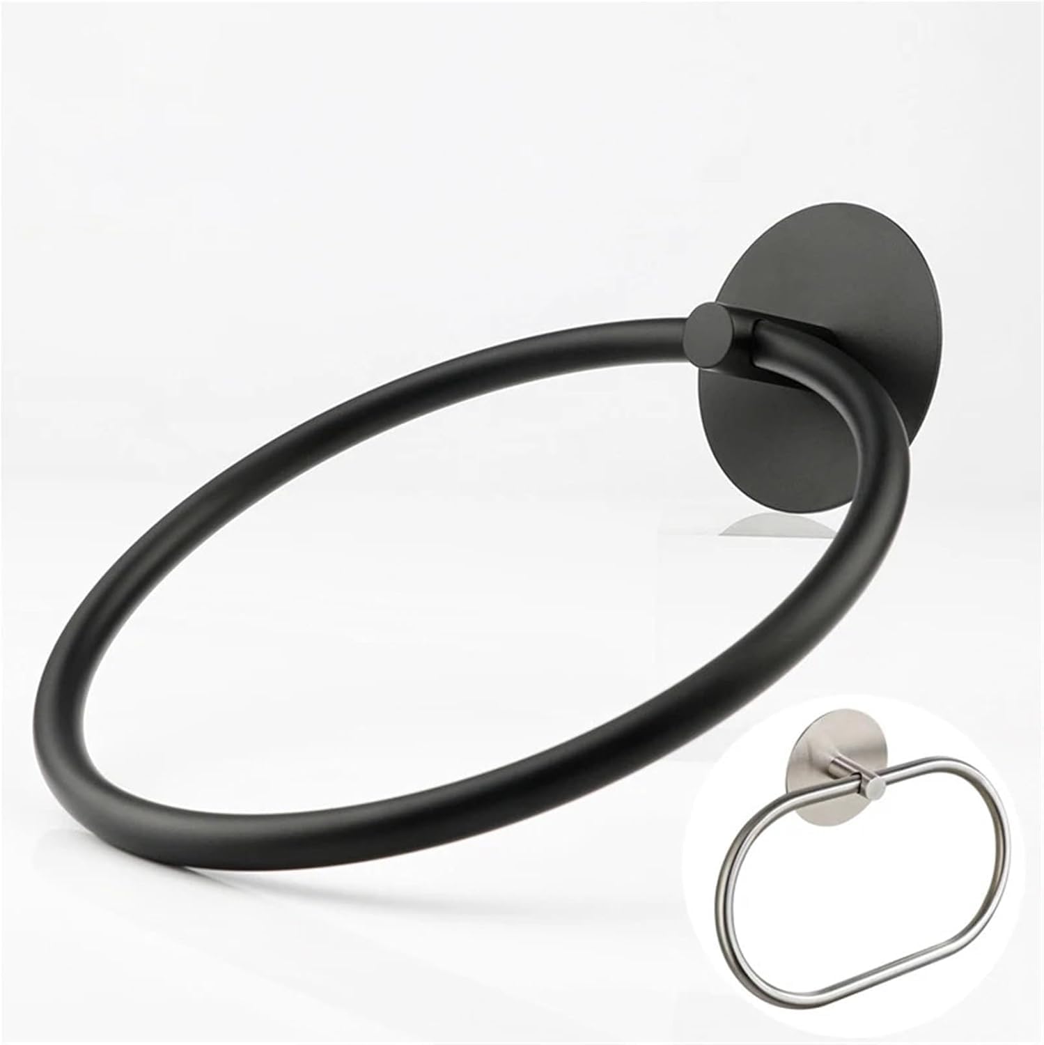 Anello portasciugamani, Porta Salviette Adesivo In Acciaio Inox Da Parete Tondo/Ovale Multicolor for Bagno(Oval Silver)
