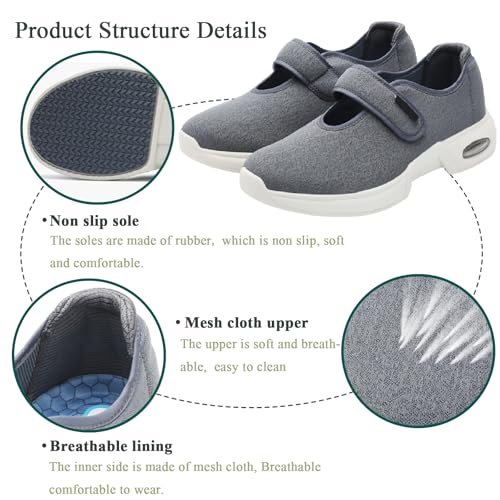 Diabetic Shoes for Men Extra Wide Slip on Lightweight Breathable Slippers Adjustable Women Walking Shoes for Elderly Arthritis Edema Swollen Feet2