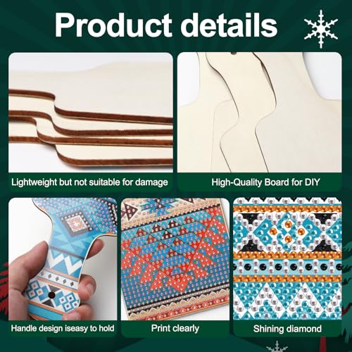 Image of 4 Pcs Diamond Art Painting Tray Board for Adults, DIY Crystal Rhinestones Diamond Art Board Christmas, Indoor Kitchen Dining Table Decoration Gift, Dessert Display for Birthday, Party, Christmas