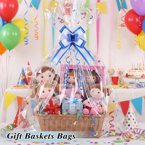 Image of woric 20PCS Clear Cellophane Gift Bags for Gift Baskets 24x30 Inch