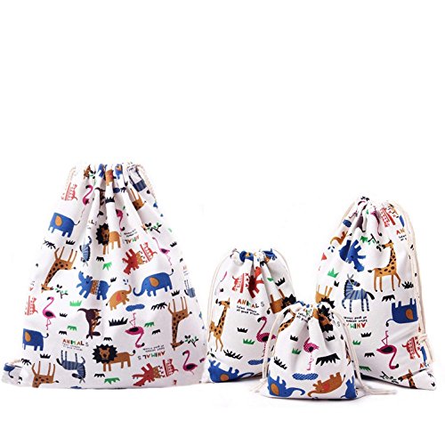 Abaría: Bolsas de tela 4 piezas  mochila de cuerda   3 bolsos del almacenaje organizador