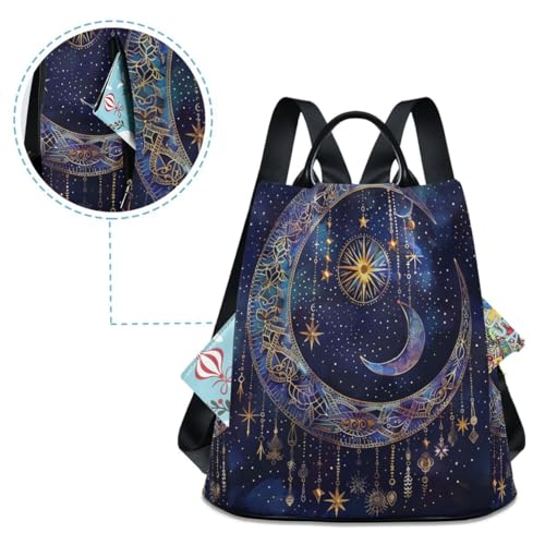 Image of ALAZA Astrology Mystical Bohemian Moon Stars Boho Trips Hiking Camping Rucksack Pack for Women