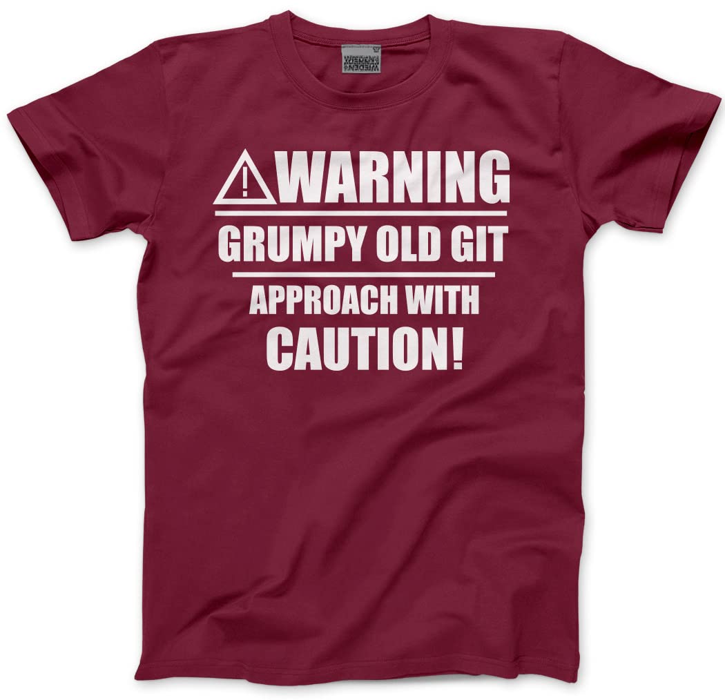 Hotscamp Men's Maroon Warning Grumpy Old Git Unisex T-Shirt - Medium