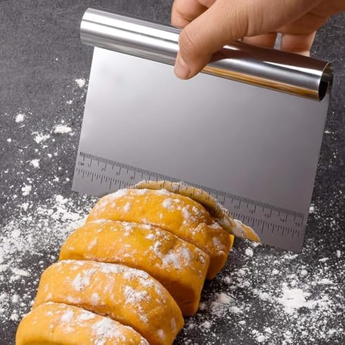 Jouis Hamur Kesici Çelik,Metal Hamur Sıyrıcı,Pasta Sıyırma Aparatı,Hamur Dilimleyici,Pasta Ve Pastacılık İçin Çelik Şekillendirici Ve Hamur Porsiyonlayıcı - Görsel 4